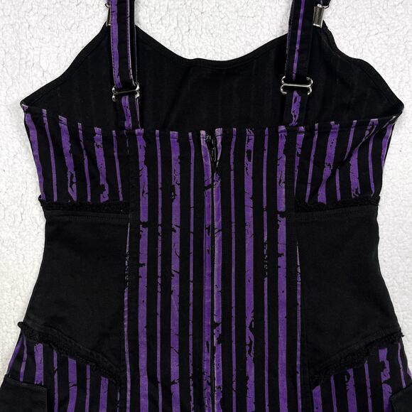 Lip Service Ghoul School Fright Night Out Striped Purple Black Mini Dress Goth - Picture 7 of 16